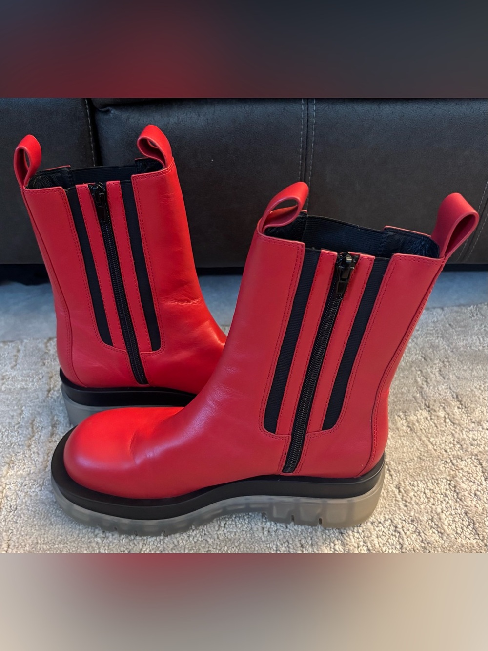 Jeffrey Campbell "Tanked" Leather Chelsea Boots